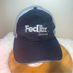 FedEx Ground Hat Cap Trucker Hat Adjustable Mesh Black & Grey Snap Back
